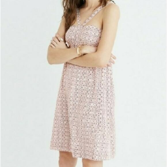 Madewell Pure Silk Geometric Print Halter Dress - Picture 4 of 12